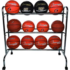 Champion Sports Chrome Frame Rolling Basketball Storage Cart - Multiple Styles