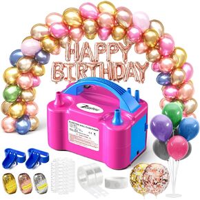 Portable Electric Balloon Pump - 110V 600W Dual Nozzle Balloon Inflator Pump with 113 Accessories（Including Balloon, Balloon Arch Kit, Balloon Blower Air Pump Machine Decorations for Party