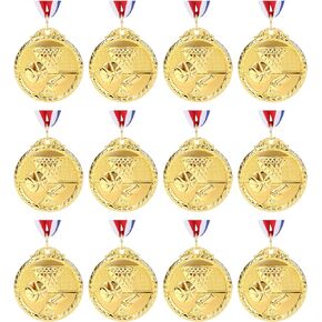 Abaokai 12 Pieces Gold Basketball Medals Set, Metal Medals for Kid’s Sports Basketball Games and Prizes Awards, Party Favors, 2 Inches