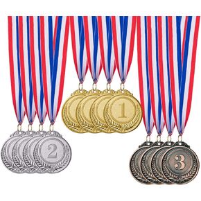 Favide 12 Pieces Gold Silver Bronze Award Medals-Winner Medals Gold Silver Bronze Prizes for Competitions, Party,Olympic Style, 2 Inches