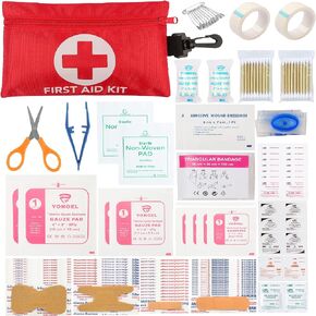 Galaxylense 128 Pcs First Aid Kits Small for Survival Emergency Trauma Military Tactical Medical School Office Home Hunting Camping Hiking Traveling Fishing IFAK EMT Bag (1 Pack) Red