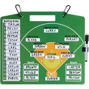 Magnetic Dugout Board, Double-Sided Baseball Coaching Clipboard Packed with 30 PCS Baseball Lineup Magnets Name Stripes, 2 PCS Fence Clips and Erasable Pen in Kuwait