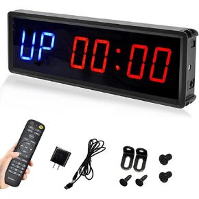 LED Interval Timer Count Down/Up Clock Stopwatch with Remote for Home Gym Fitness