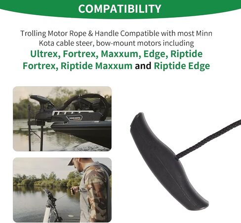 حبل ومقبض محرك التصيد من BOOCII متوافق مع MinnKota MKA-45، حبل رفع وإطلاق لمحركات التصيد Maxxum وEdge Bow-Mount Trolling Motors in Kuwait