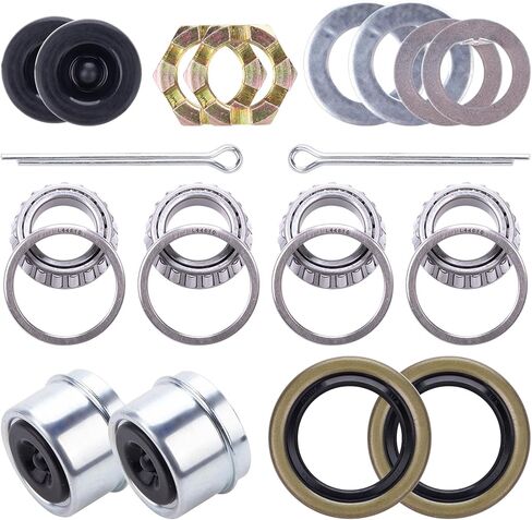 مجموعة TNNR 2 تناسب مجموعة محامل محور العجلة لمقطورة القارب 1-1/16 بوصة، مجموعات المحامل L44649/L44610، أختام الشحوم 12192 تيرابايت، أغطية الغبار والمقابس المطاطية 1.98 بوصة، صواميل المغزل، دبابيس كوتر in Kuwait