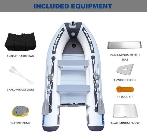 10FT Inflatable Dinghy Boat Transom Sport Tender Boat, 5 Person White Color in Kuwait