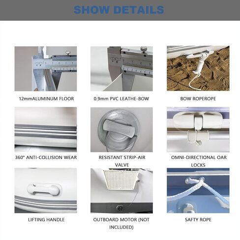 10FT Inflatable Dinghy Boat Transom Sport Tender Boat, 5 Person White Color in Kuwait