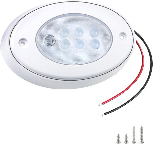 Besramtic Marine Boat قبة ضوء LED للمقصورة بيضاوية مع الضغط على السطح أو التركيب المتساطح 12 فولت (أبيض بارد) in Kuwait