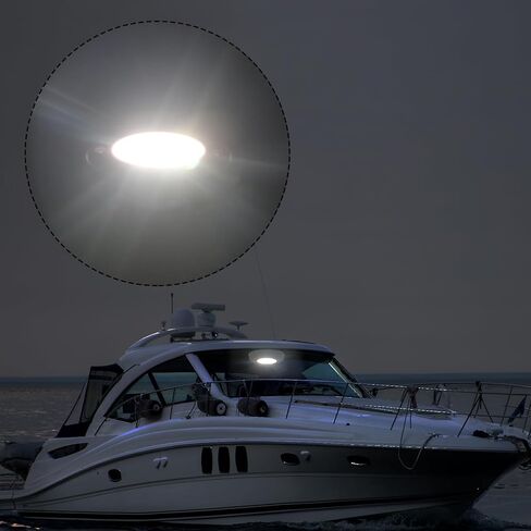 Besramtic Marine Boat قبة ضوء LED للمقصورة بيضاوية مع الضغط على السطح أو التركيب المتساطح 12 فولت (أبيض بارد) in Kuwait