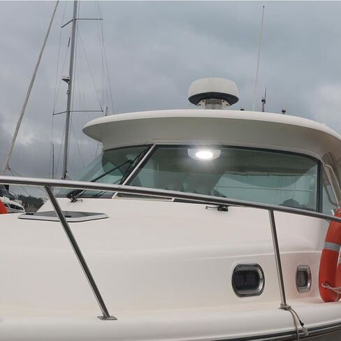 Besramtic Marine Boat قبة ضوء LED للمقصورة بيضاوية مع الضغط على السطح أو التركيب المتساطح 12 فولت (أبيض بارد) in Kuwait