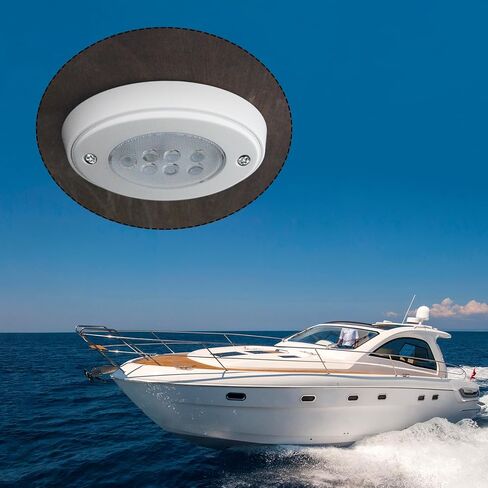 Besramtic Marine Boat قبة ضوء LED للمقصورة بيضاوية مع الضغط على السطح أو التركيب المتساطح 12 فولت (أبيض بارد) in Kuwait