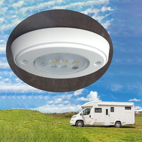 Besramtic Marine Boat قبة ضوء LED للمقصورة بيضاوية مع الضغط على السطح أو التركيب المتساطح 12 فولت (أبيض بارد) in Kuwait