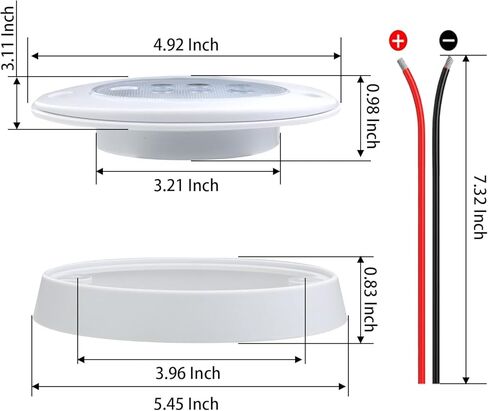 Besramtic Marine Boat قبة ضوء LED للمقصورة بيضاوية مع الضغط على السطح أو التركيب المتساطح 12 فولت (أبيض بارد) in Kuwait