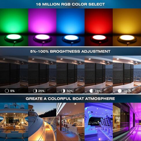 HUSUKU RS6-1 Boat Interior Light IP65 Boat Dome Light LED Marine Courtesy Light, 4 Inch DC12V 10W 1000LM All-metal body, Color Change Boat LED Light for Yacht Boat Transom Fishing Dock Pontoon Deck in Saudi Arabia