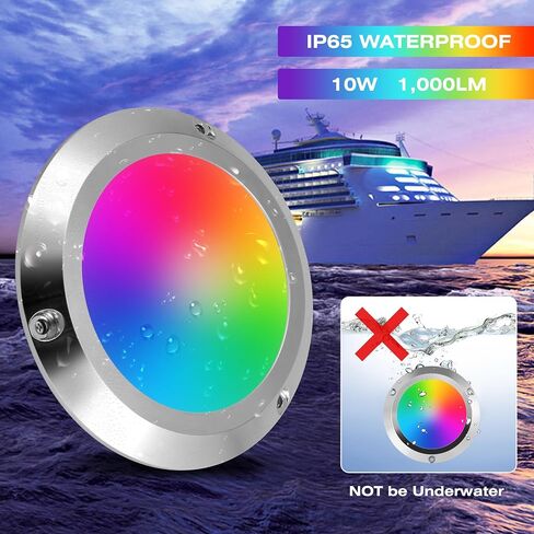HUSUKU RS6-1 Boat Interior Light IP65 Boat Dome Light LED Marine Courtesy Light, 4 Inch DC12V 10W 1000LM All-metal body, Color Change Boat LED Light for Yacht Boat Transom Fishing Dock Pontoon Deck in Saudi Arabia