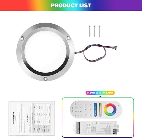 HUSUKU RS6-1 Boat Interior Light IP65 Boat Dome Light LED Marine Courtesy Light, 4 Inch DC12V 10W 1000LM All-metal body, Color Change Boat LED Light for Yacht Boat Transom Fishing Dock Pontoon Deck in Saudi Arabia