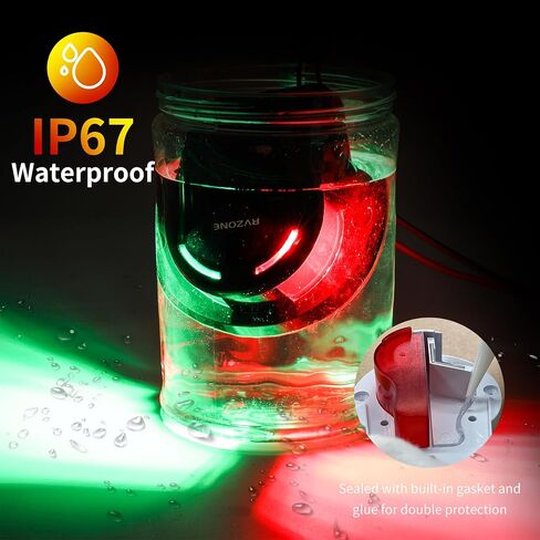 أضواء الملاحة بالقارب، أضواء الملاحة للقوارب LED IP67 أضواء القارب LED المقاومة للماء للقوس، مثالية للعائمة واليخوت وقوارب الطاقة والقوارب الصغيرة (أسود) in Kuwait