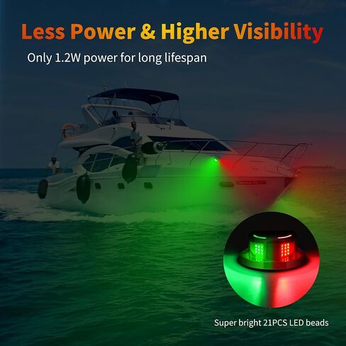 أضواء الملاحة بالقارب، أضواء الملاحة للقوارب LED IP67 أضواء القارب LED المقاومة للماء للقوس، مثالية للعائمة واليخوت وقوارب الطاقة والقوارب الصغيرة (أسود) in Kuwait