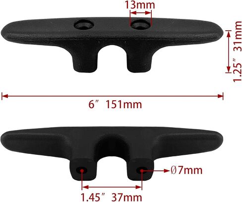 ISURE MARINRE 4 PCS Marine Black Nylon Cleat Open Base 6 Inch Heavy-Duty Nylon Cleat Boat Deck and Anchor Line Cleat w/Finish in Saudi Arabia