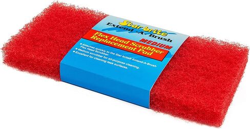 STAR BRITE Large Scrub Pad With Flexible Head Scrubber - Medium Texture (Red) - Attach to Extension Handle for an Extra 3’-10’ of Reach - Versatile Cleaning for Bigger Jobs (040124) in Kuwait