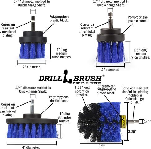 Grill Brush - Detailing Brush Set BBQ Accessories - Ultra Stiff Power Scrub Brush Set - Oil Stain Electric Spin Scrubber - Cleaning Supplies Floor Scrubber - Household Cleaning Tools Power Scrubber in Saudi Arabia