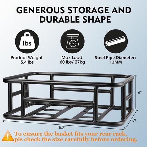 سلة دراجة ذات حامل خلفي من RAYMACE مع شبكة شحن وبطانة وسلة دراجة كبيرة، حامل مثالي للدراجة الكهربائية in Kuwait