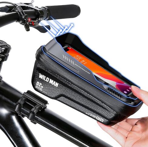 حقيبة مقود هاتف الدراجة المطورة مع رف سريع التحرير، حقيبة إطار دراجة واقية من الشمس ثلاثية الأبعاد مقاومة للماء، حقيبة تثبيت على الهاتف من إيفا تدعم شاشة اللمس/معرف الوجه للهواتف الذكية 6.8 بوصة in Kuwait