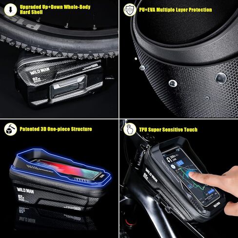 Upgraded Bike Phone Handlebar Bag with Quick Release Rack, Waterproof 3D Sun Visor Bike Frame Bag, Eva Bike Phone Mount Bag Support Touch Screen/Face ID For Smart Phones 6.8'' in Saudi Arabia