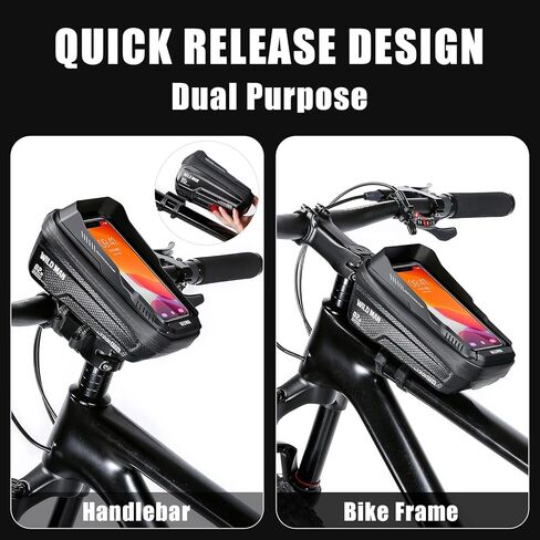 Upgraded Bike Phone Handlebar Bag with Quick Release Rack, Waterproof 3D Sun Visor Bike Frame Bag, Eva Bike Phone Mount Bag Support Touch Screen/Face ID For Smart Phones 6.8'' in Saudi Arabia