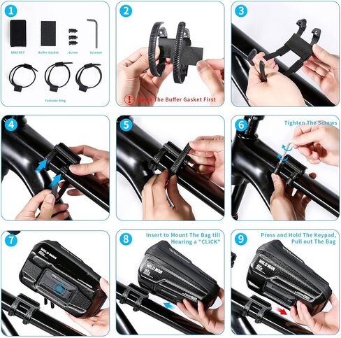 حقيبة مقود هاتف الدراجة المطورة مع رف سريع التحرير، حقيبة إطار دراجة واقية من الشمس ثلاثية الأبعاد مقاومة للماء، حقيبة تثبيت على الهاتف من إيفا تدعم شاشة اللمس/معرف الوجه للهواتف الذكية 6.8 بوصة in Kuwait