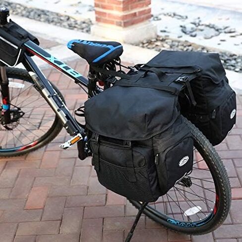 50L الدراجة Panniers دراجة التنقل حقيبة أكياس السرج للماء مع غطاء المطر للدراجة حامل الرف الخلفي، ودعم لعرض أقل من 7 بوصة رف الدراجة in Saudi Arabia