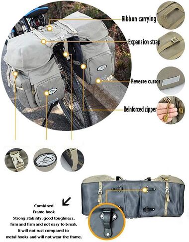 50L الدراجة Panniers دراجة التنقل حقيبة أكياس السرج للماء مع غطاء المطر للدراجة حامل الرف الخلفي، ودعم لعرض أقل من 7 بوصة رف الدراجة in Saudi Arabia