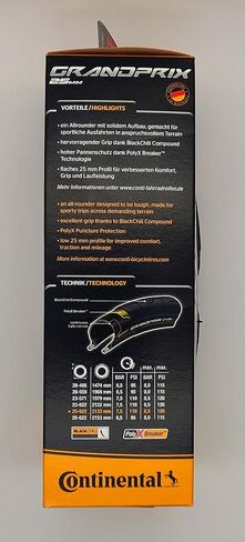 دراجة Continental Grand Prix All Rounder مقاس 700×25 الفاصلة القابلة للطي باللون الأسود والفلفل الحار - زوج (إطاران) in Kuwait