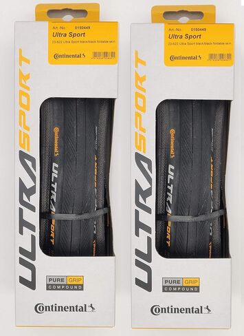 Continental Ultra Sport III 700x23 أسود/أسود قابل للطي PureGrip - زوج (إطاران) in Saudi Arabia