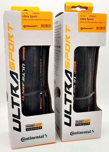 Continental Ultra Sport III 700x23 أسود/أسود قابل للطي PureGrip - زوج (إطاران) in Saudi Arabia