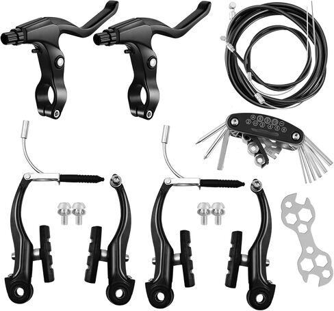 Bike Brakes Set, Complete Brake kit for Most Bicycles Mountain Bike, Front and Rear Bike MTB Hybrid Brake, Callipers Cables Lever Kit - Black in Saudi Arabia