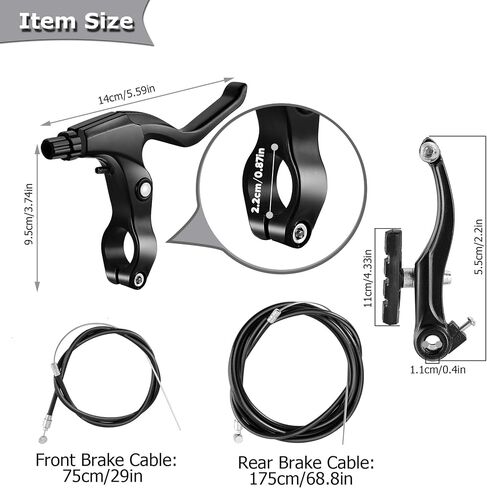 Bike Brakes Set, Complete Brake kit for Most Bicycles Mountain Bike, Front and Rear Bike MTB Hybrid Brake, Callipers Cables Lever Kit - Black in Saudi Arabia