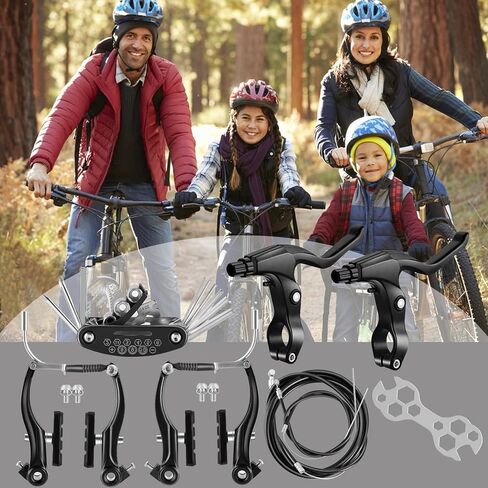 Bike Brakes Set, Complete Brake kit for Most Bicycles Mountain Bike, Front and Rear Bike MTB Hybrid Brake, Callipers Cables Lever Kit - Black in Saudi Arabia