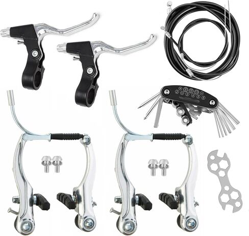 Bike Brakes Set, Complete Brake kit for Most Bicycles Mountain Bike, Front and Rear Bike MTB Hybrid Brake, Callipers Cables Lever Kit - Black in Saudi Arabia