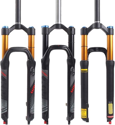 BUCKLOS LUTU 26/27.5/29 شوكة تعليق MTB الهوائية، أنبوب مستقيم قابل للضبط 28.6 مم QR 9 مم سفر 120 مم يدوي/شوكة دراجة جبلية بقفل تاج، دراجة خفيفة الوزن لصدمات الغاز XC in Kuwait