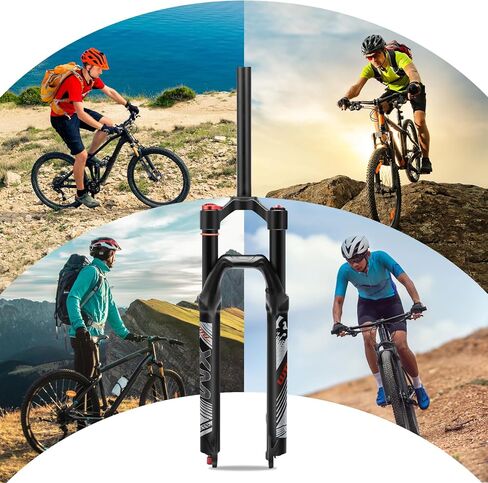 BUCKLOS LUTU 26/27.5/29 شوكة تعليق MTB الهوائية، أنبوب مستقيم قابل للضبط 28.6 مم QR 9 مم سفر 120 مم يدوي/شوكة دراجة جبلية بقفل تاج، دراجة خفيفة الوزن لصدمات الغاز XC in Kuwait