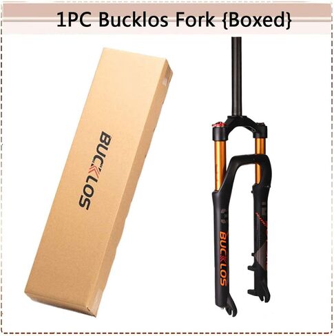 BUCKLOS 26 × 4.0 بوصة شوكة تعليق هوائية لإطار الدراجة السميكة 120 مم للسفر، محور تباعد 135 مم 28.6 مم قفل تاج أنبوب مستقيم 9 مم QR شوكات أمامية خفيفة للغاية، تناسب دراجة جبلية على الشاطئ الثلجي (اللون: ذهبي) in Kuwait