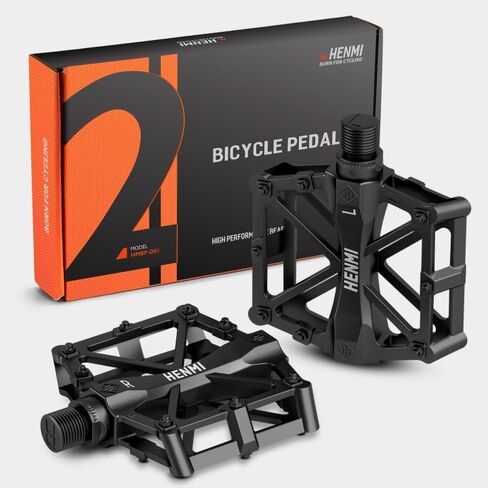 دواسات دراجة HENMI مقاس 9/16 بوصة لدراجات MTB، دواسات دراجات الطريق خفيفة الوزن ومنصة دواسات من سبائك الألومنيوم مع دواسات مدببة مضادة للانزلاق in Kuwait