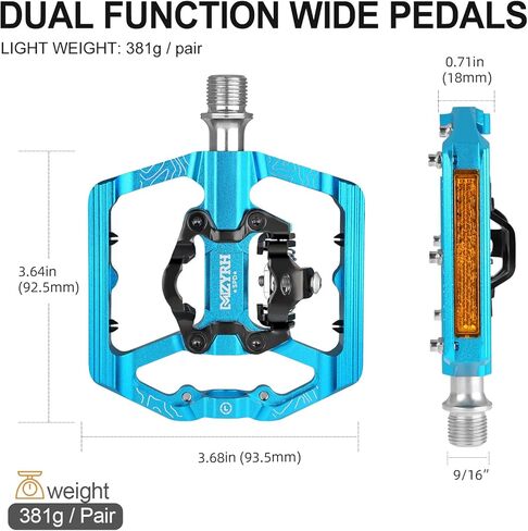 دواسات الدراجة الجبلية MTB، دواسات الدراجات مع عاكسات، 3 منصة مسطحة تحمل متوافقة مع دواسات ألومنيوم محكمة الغلق مزدوجة الوظائف مقاس 9/16 بوصة مع مرابط للطريق in Kuwait