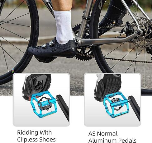 دواسات الدراجة الجبلية MTB، دواسات الدراجات مع عاكسات، 3 منصة مسطحة تحمل متوافقة مع دواسات ألومنيوم محكمة الغلق مزدوجة الوظائف مقاس 9/16 بوصة مع مرابط للطريق in Kuwait