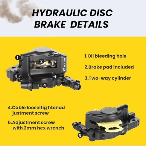 Zoom Hydraulic Disc Brake Calipers: HB-100 MTB Bike Disc Brakes Front & Rear Caliper Set for Mountain, Road Bicycle and E-Bike in Saudi Arabia
