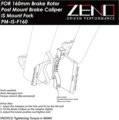 ZENO Rotor Adaptor - is to Post Mount Caliper, Front 160 in Kuwait