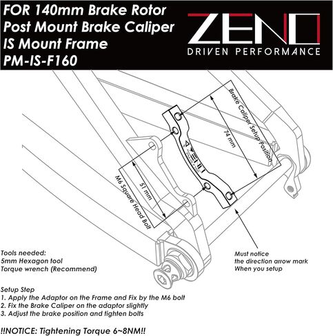 ZENO Rotor Adaptor - is to Post Mount Caliper, Front 160 in Kuwait