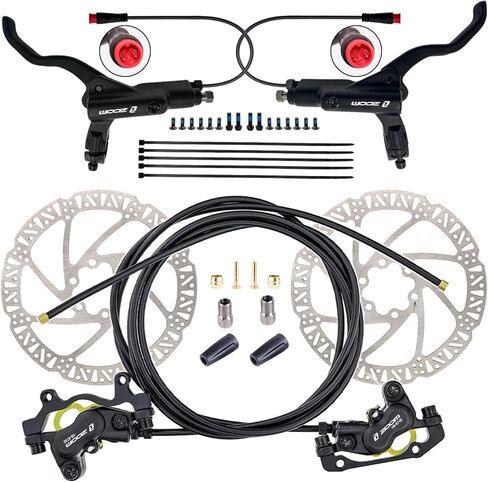 Zoom H876E 2-PIN/3-PIN 4-Pistons E-Bike مجموعة فرامل هيدروليكية كهربائية مع دوارات 180 مم، رافعة فرجار قرص هيدروليكي مسبق النزف للدراجة الإلكترونية (محول تركيب متضمن) in Saudi Arabia