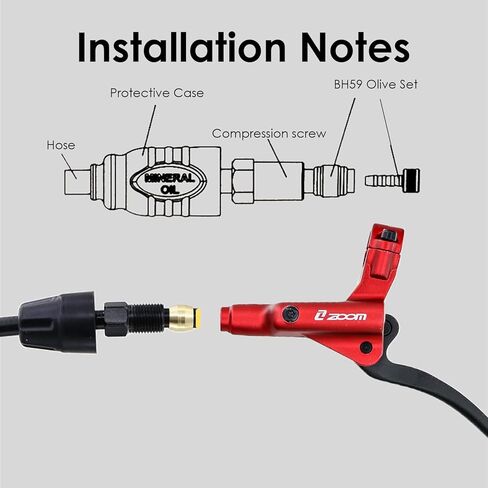 Zoom H876E 2-PIN/3-PIN 4-Pistons E-Bike مجموعة فرامل هيدروليكية كهربائية مع دوارات 180 مم، رافعة فرجار قرص هيدروليكي مسبق النزف للدراجة الإلكترونية (محول تركيب متضمن) in Saudi Arabia